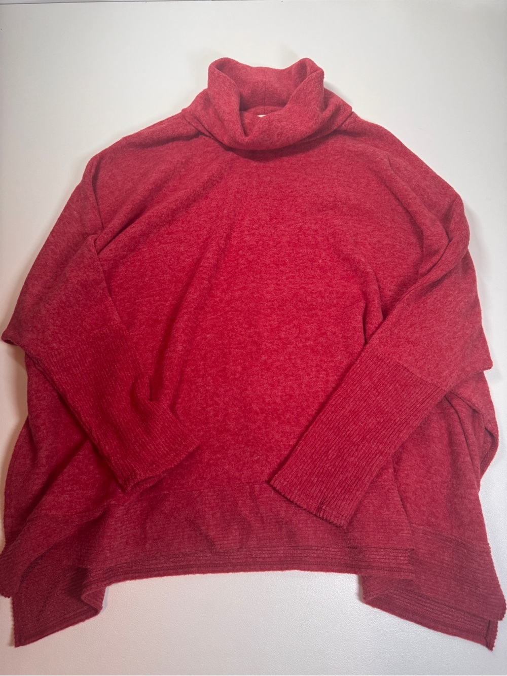 Zenana Sweater Women’s Large XL Hacci Knit Cowl Neck Red Oversized Cozycore
